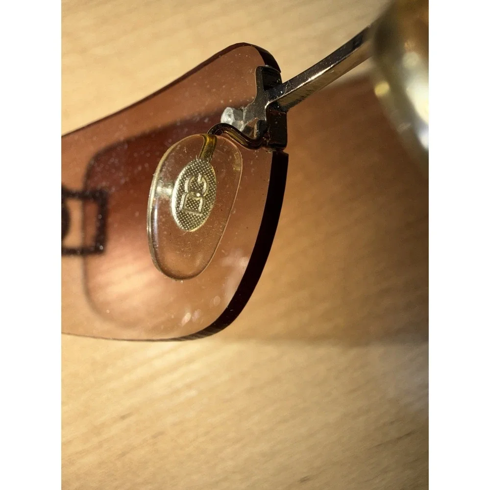 VTG Y2K Dolce Gabanna D&G Rimless Rectangle Sunglasses Tinted Lens Brown Gold